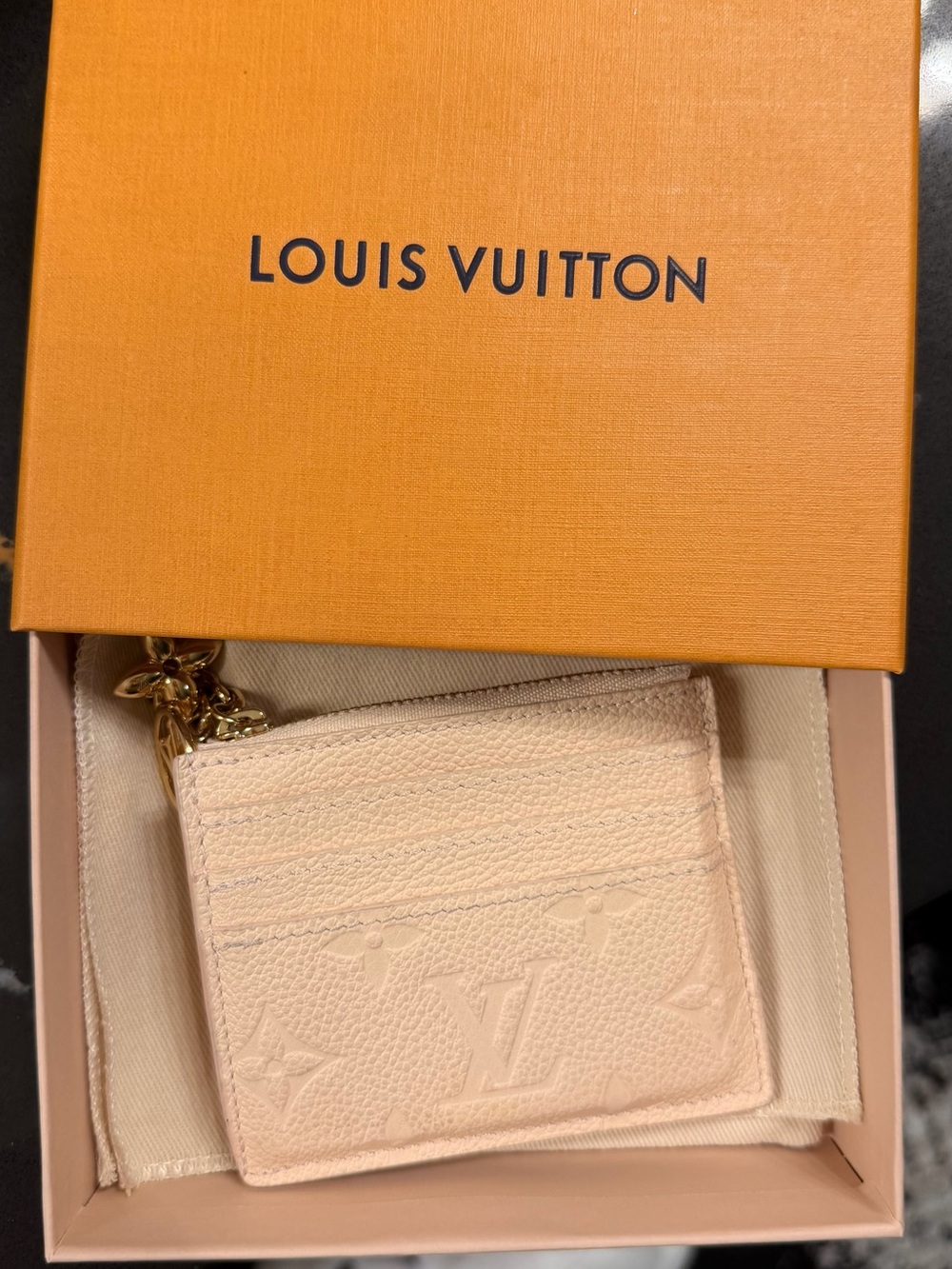 Louis Vuitton Blush Monogram Card Holder with Gold Hardware